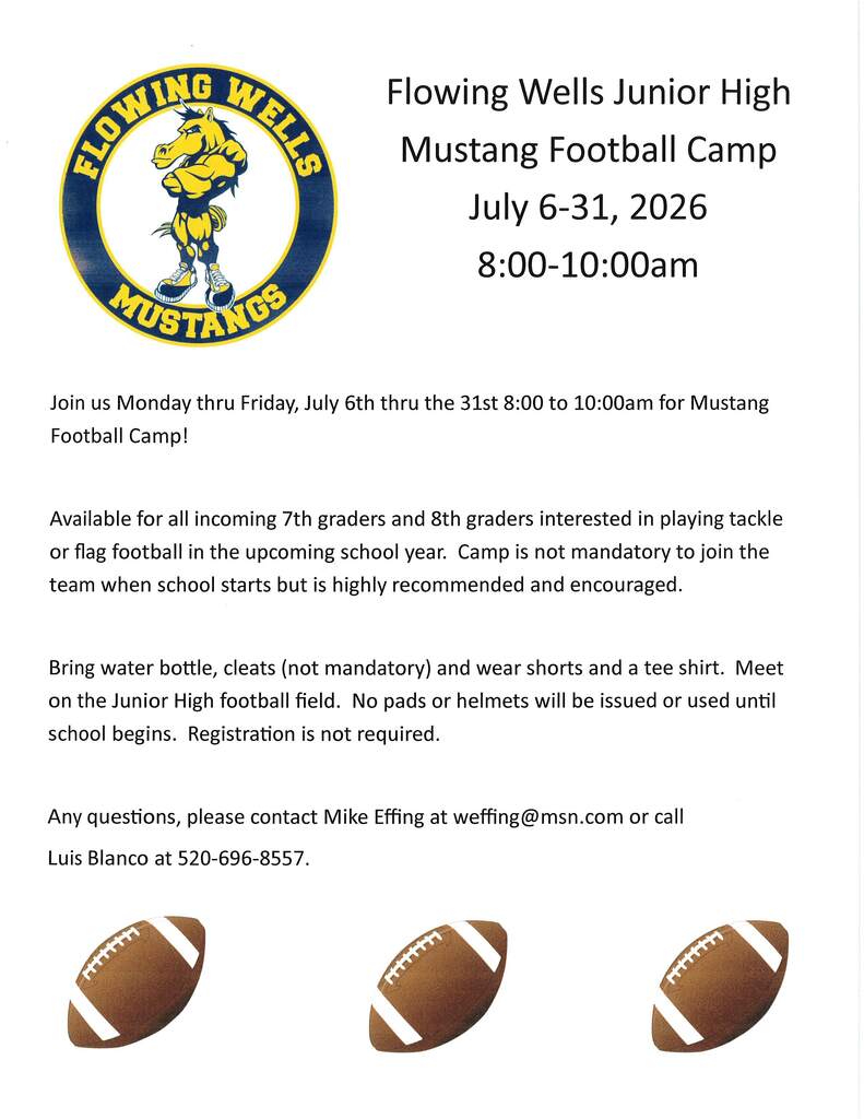 JH llag & tackle football camp starts toady 8am-10am