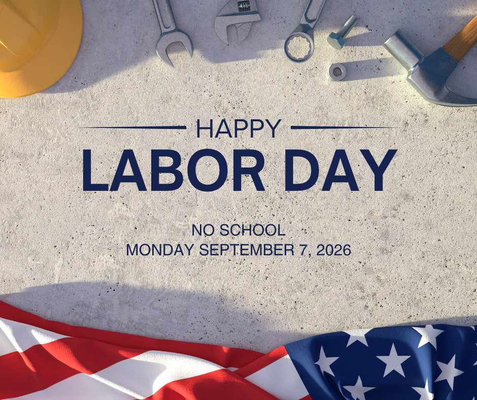 No school monday september 7 2026 in observance of labor day