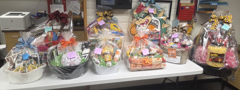 beautiful raffle baskets in office