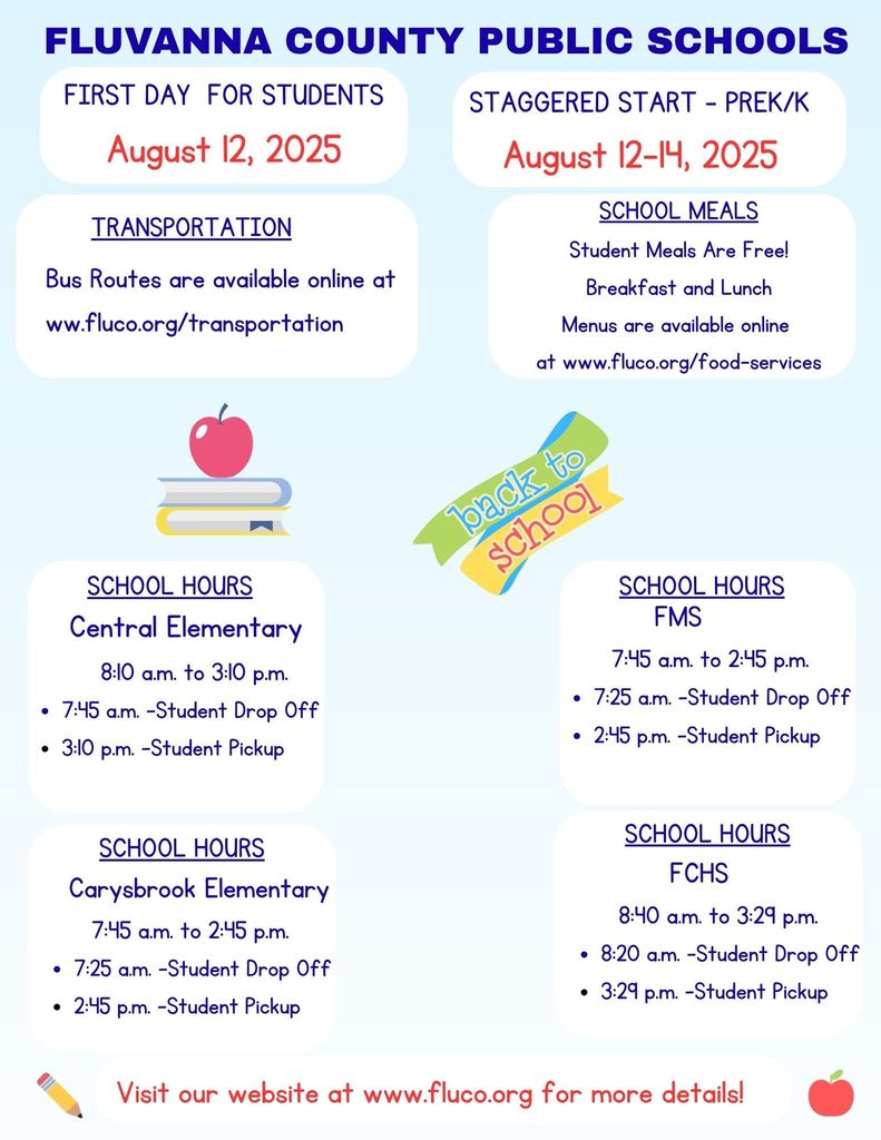 Back to School Information!