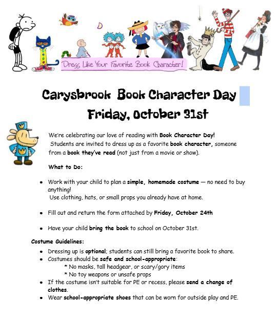 Book Character Day Friday 10/31