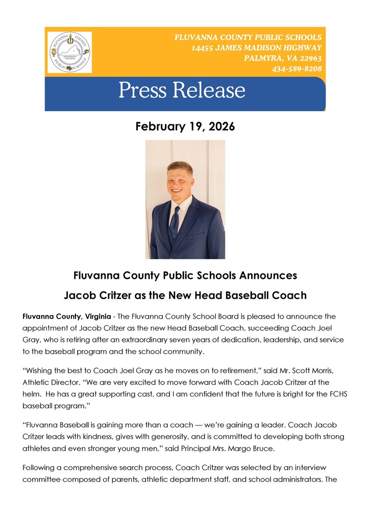 Press Release - FCHS Head Baseball Coach (J