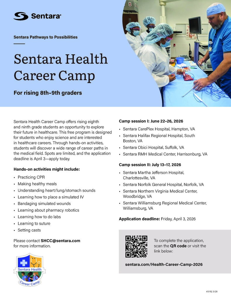 Sentara Health Career Camp update 4_3