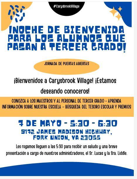 Rising Third Grade night in Spanish