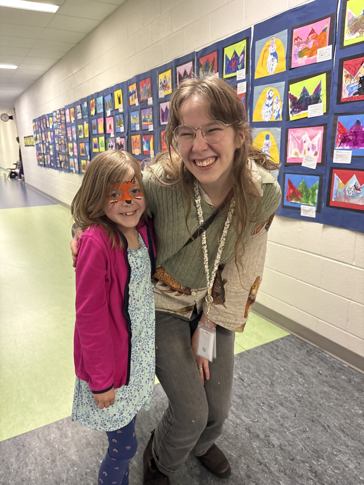 Art teacher and student
