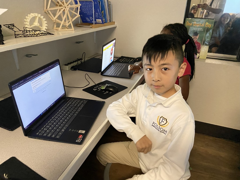 Student at computer