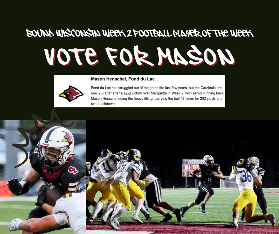 Vote for Mason Henschel for Wisconsin Football Player of the Week on FDLsd.org/mason
