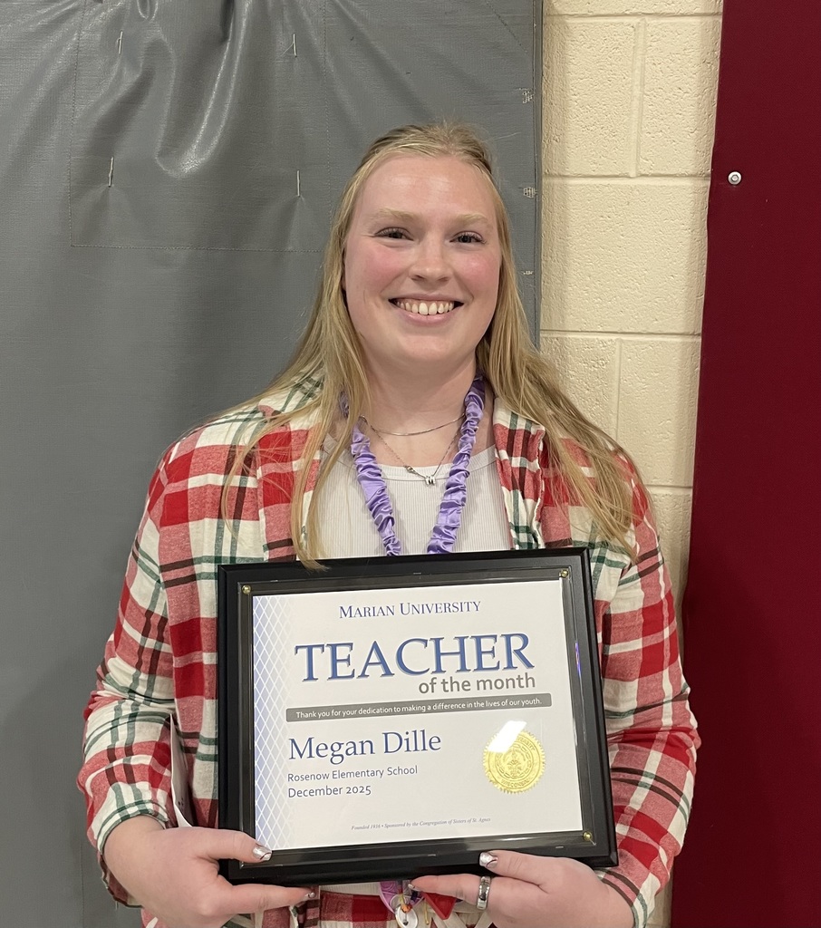 Megan Dille with Teacher of the Month Award