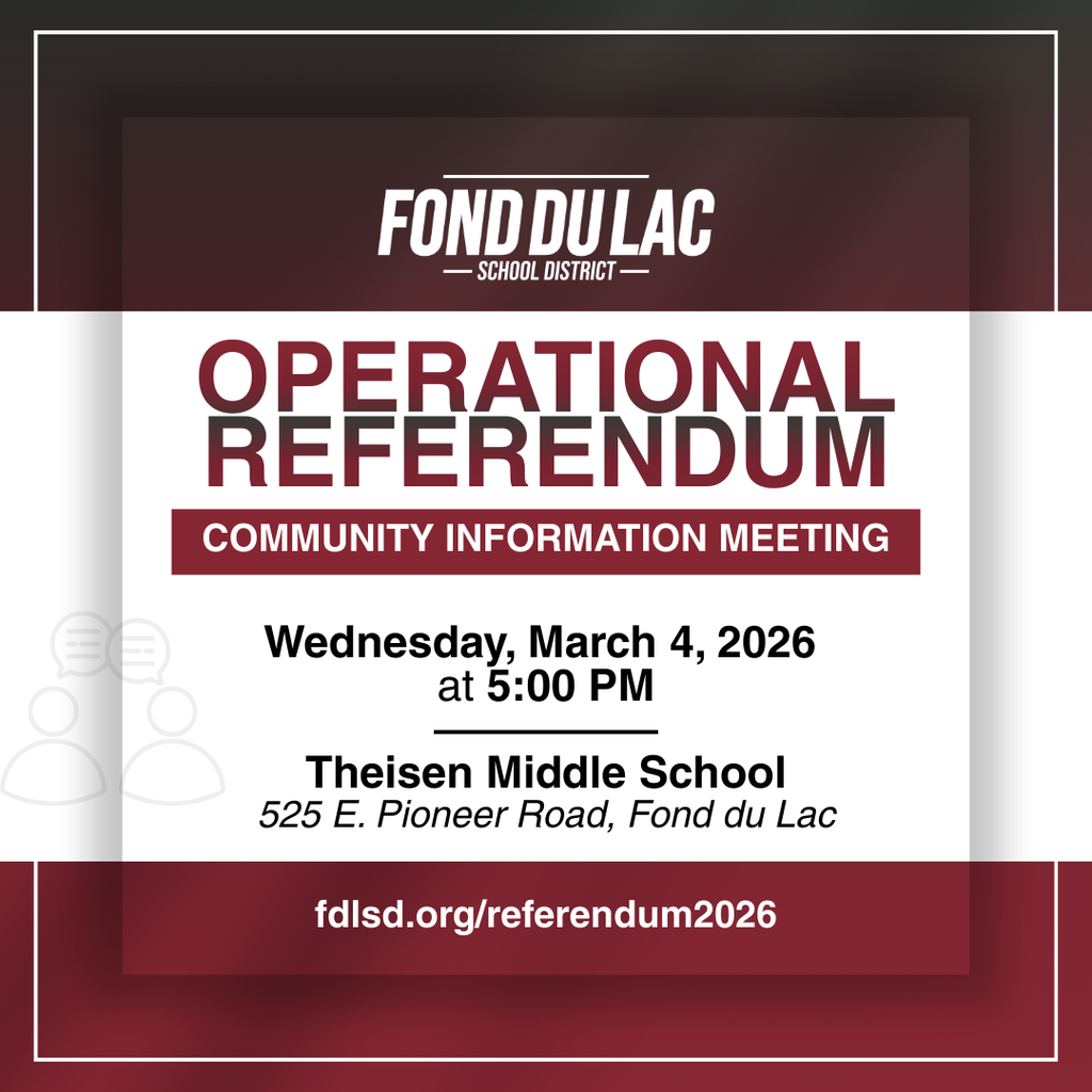 Operational Referendum Community Information Meeting Tonight (wednesday, March 4) at 5pm at Theisen Middle School