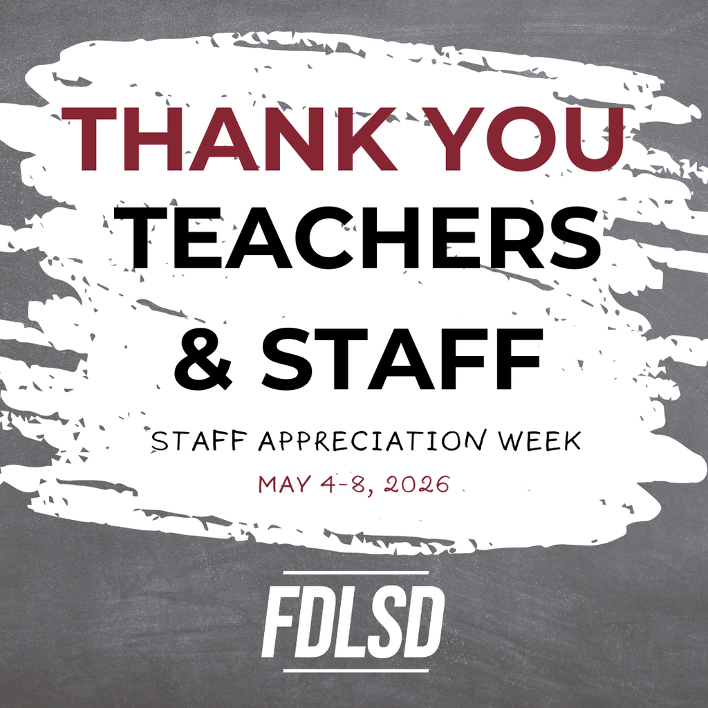 Thank You, Teachers & Staff with staff appreciation week May 4-8, 2026 on chalk board background