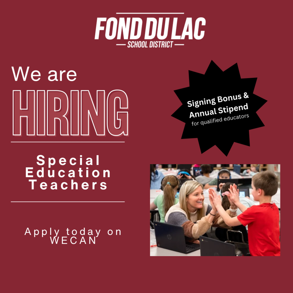 We are hiring special education teachers. Apply on WECAN today. Singing bonus and annual stipends for qualified educators.