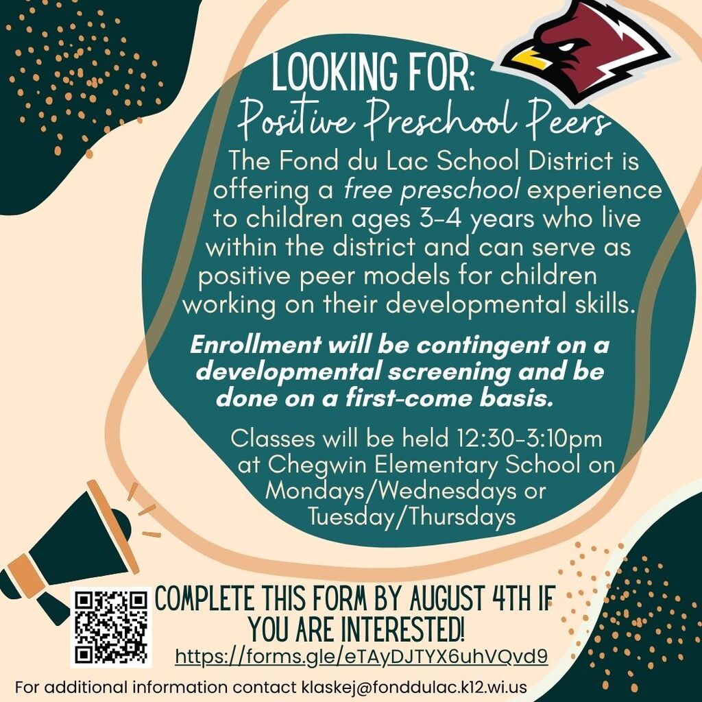 Positive Preschool Peers sign-up flyer