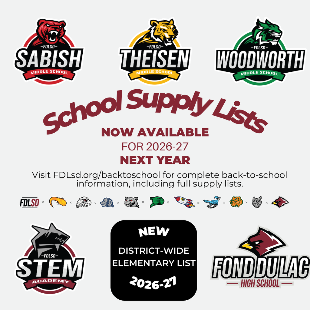 School logos around School Supply Lists are now available for 2026-27