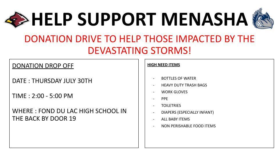 Donation Drive with information in the caption.