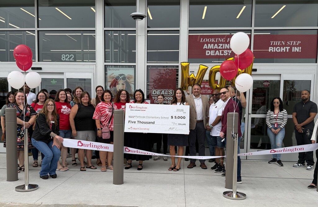 Parkside Staff accepting check from Burlington