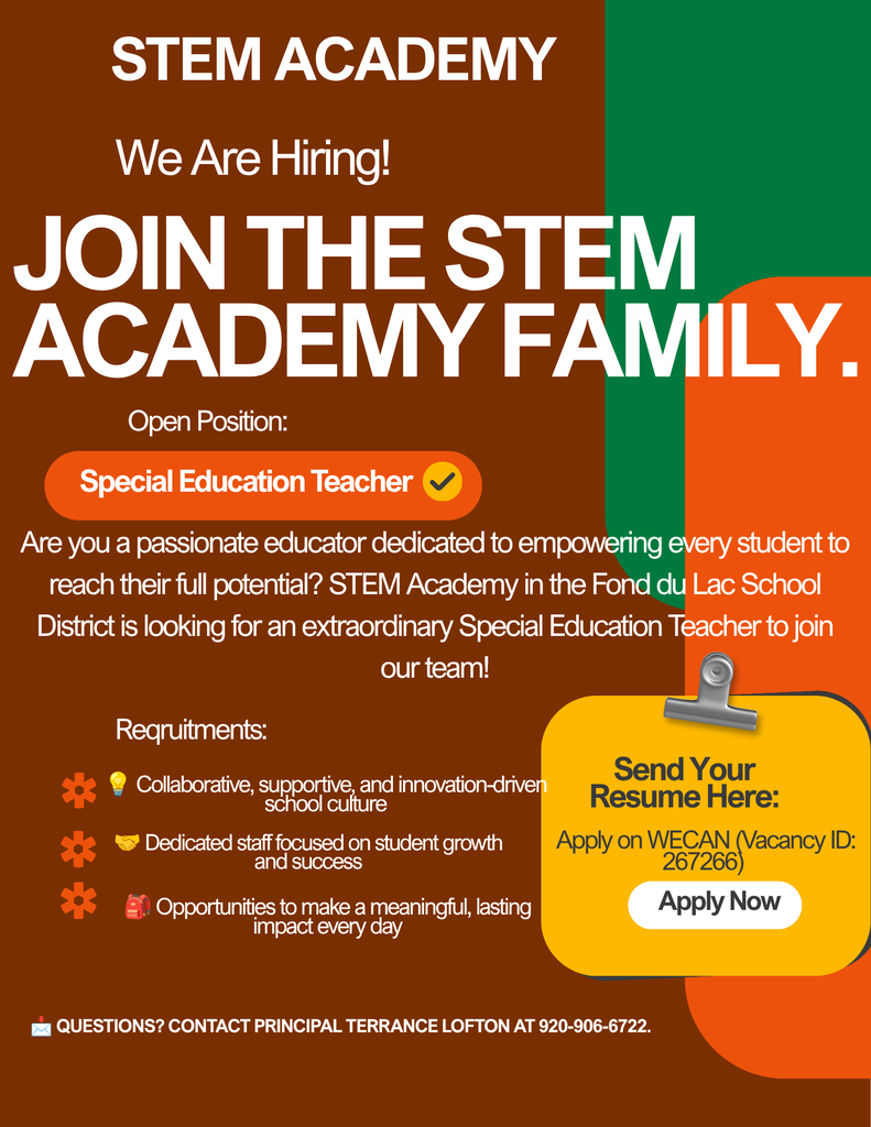 We’re Hiring! Join the STEM Academy Family! 🌟