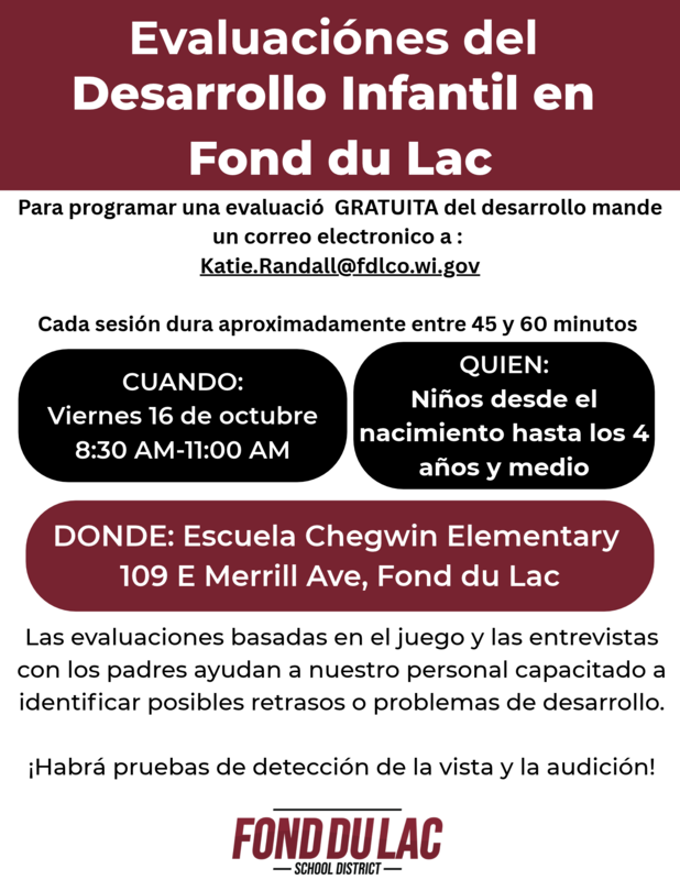 Child Development screening flyer in Spanish