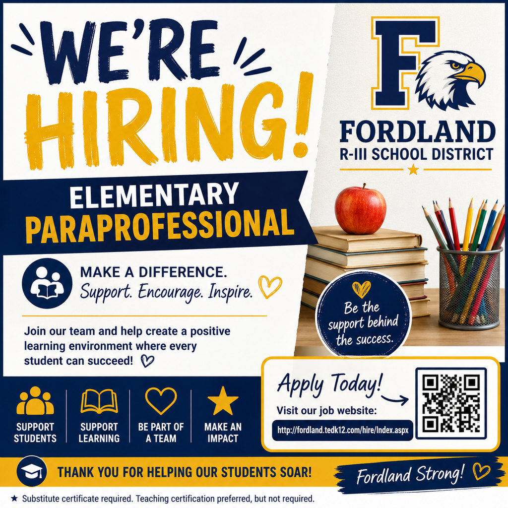 Fordland is hiring for elementary para position.
