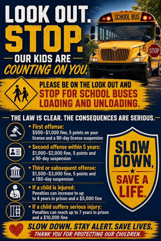 Watch for school buses.
