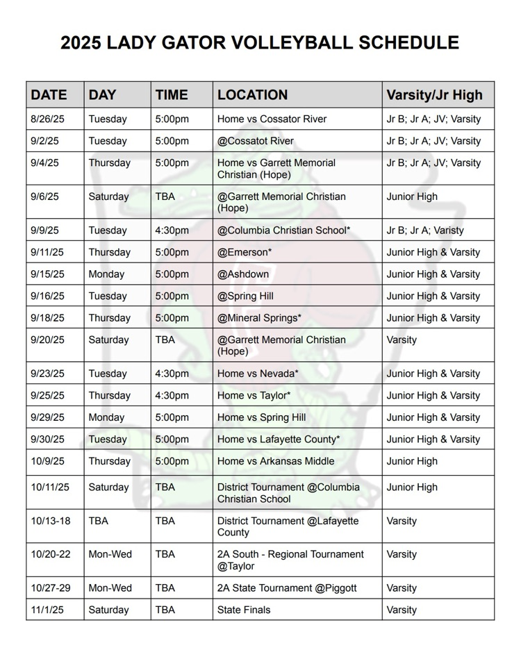 VB schedule 