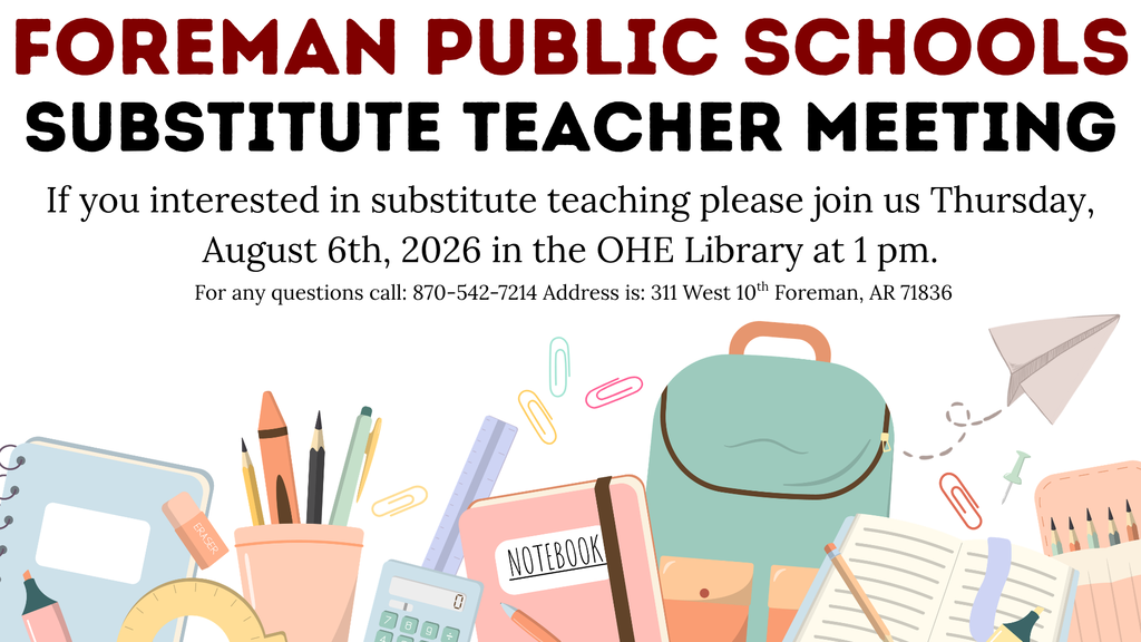 Sub teacher meeting Aug 6th at 1 pm