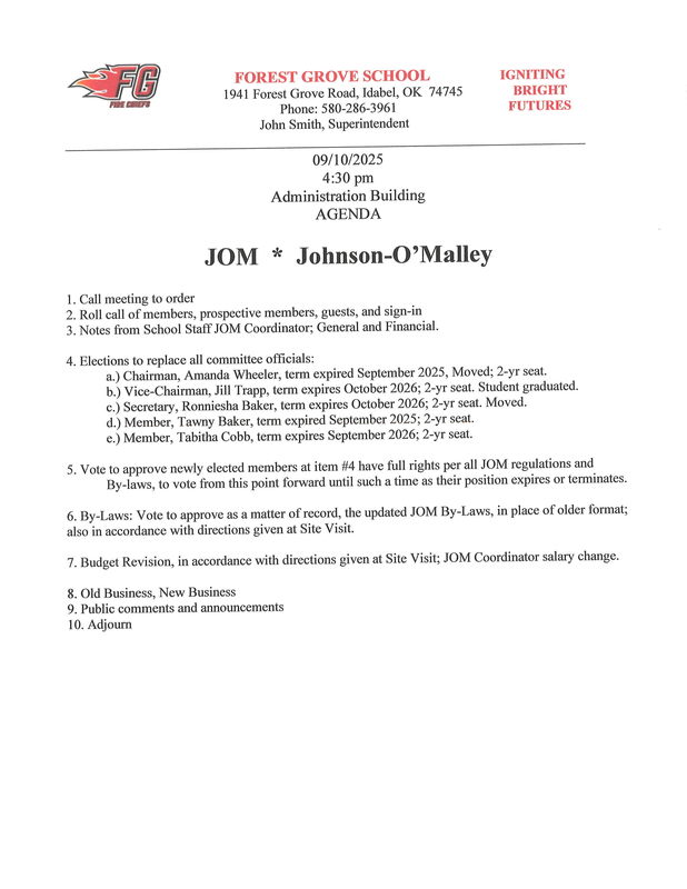 JOM Agenda for 9/10/2025  meeting.