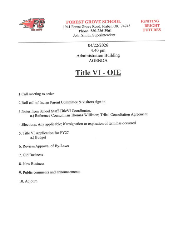 Title VI-OIE Agenda