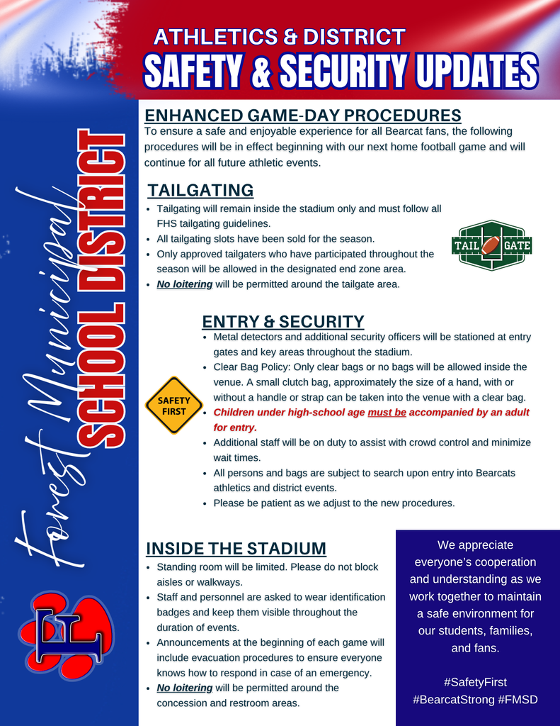 Athletics and District Safety and Security Updates