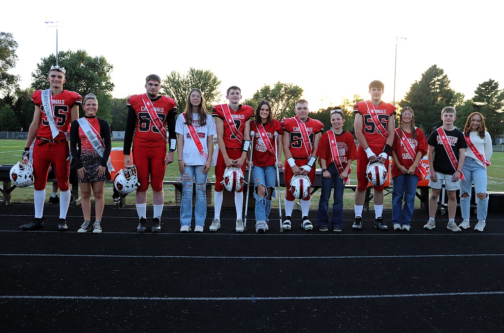 Homecoming Court- Hunter DeWall, Emma Hundertmark, Jakob Kobler, Braelyn Kloster, Brady Gill, Kailey Encheff, Zakary Glick, Nevaeh Scheffner, Brennan Byers, Hannah Vinnedge, Gage Loomis, and Faith Lemons
