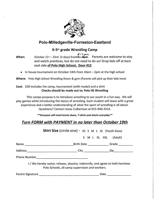 Wrestling Camp Form