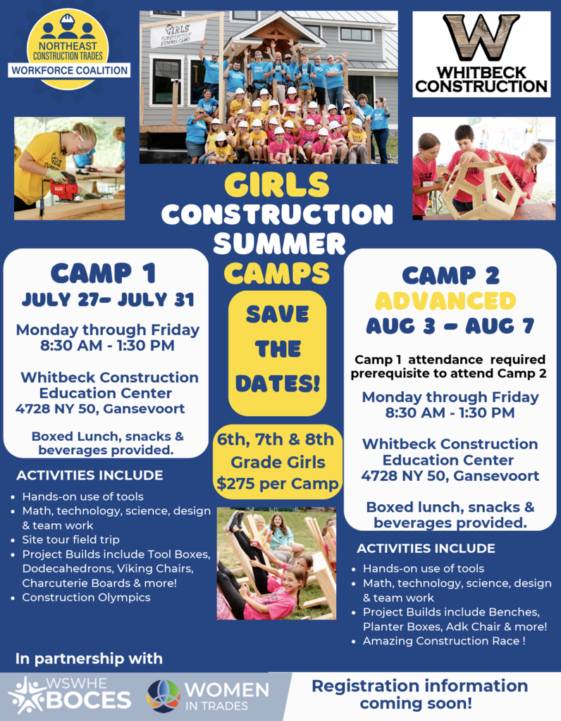 girls construction summer camp flyer