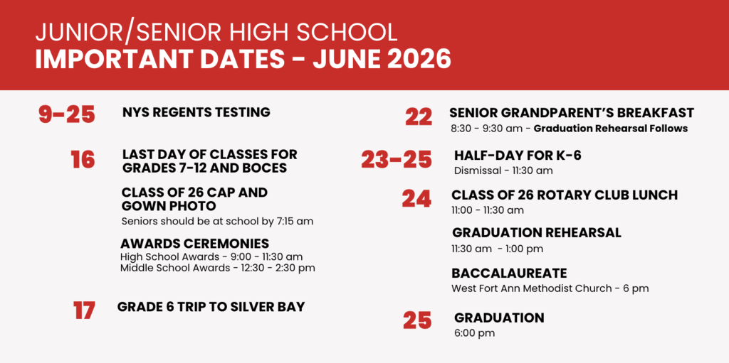 important dates for jr/sr high june 26