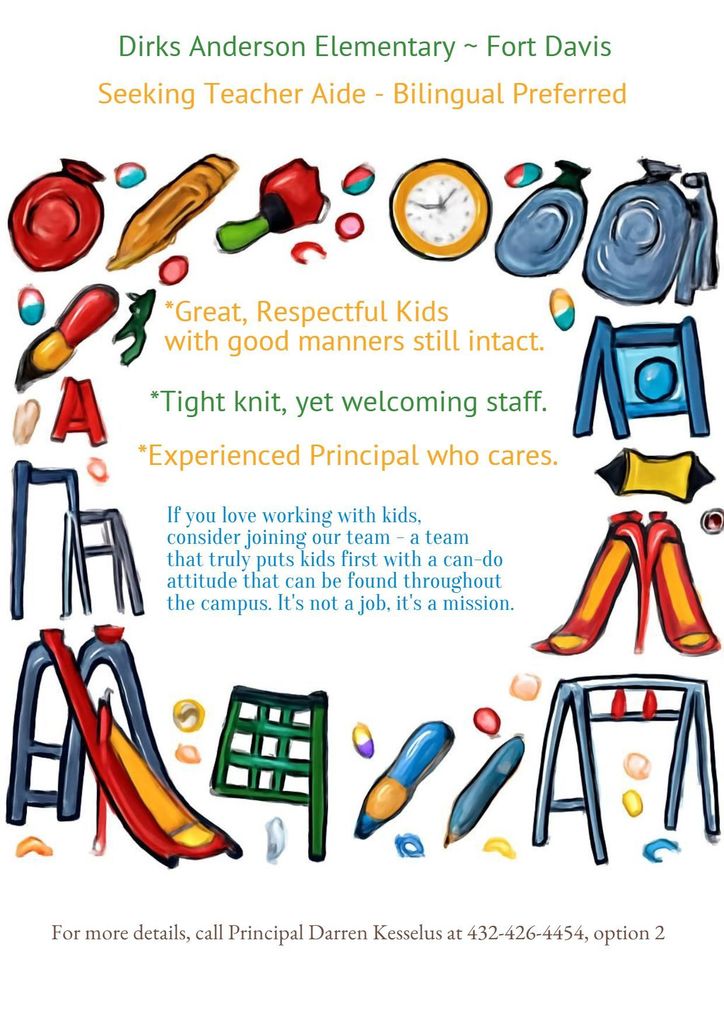 Hiring for Aide at Dirks Anderson Elementary