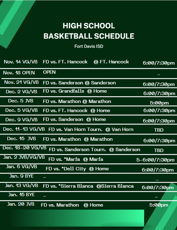 HS basketball schedule