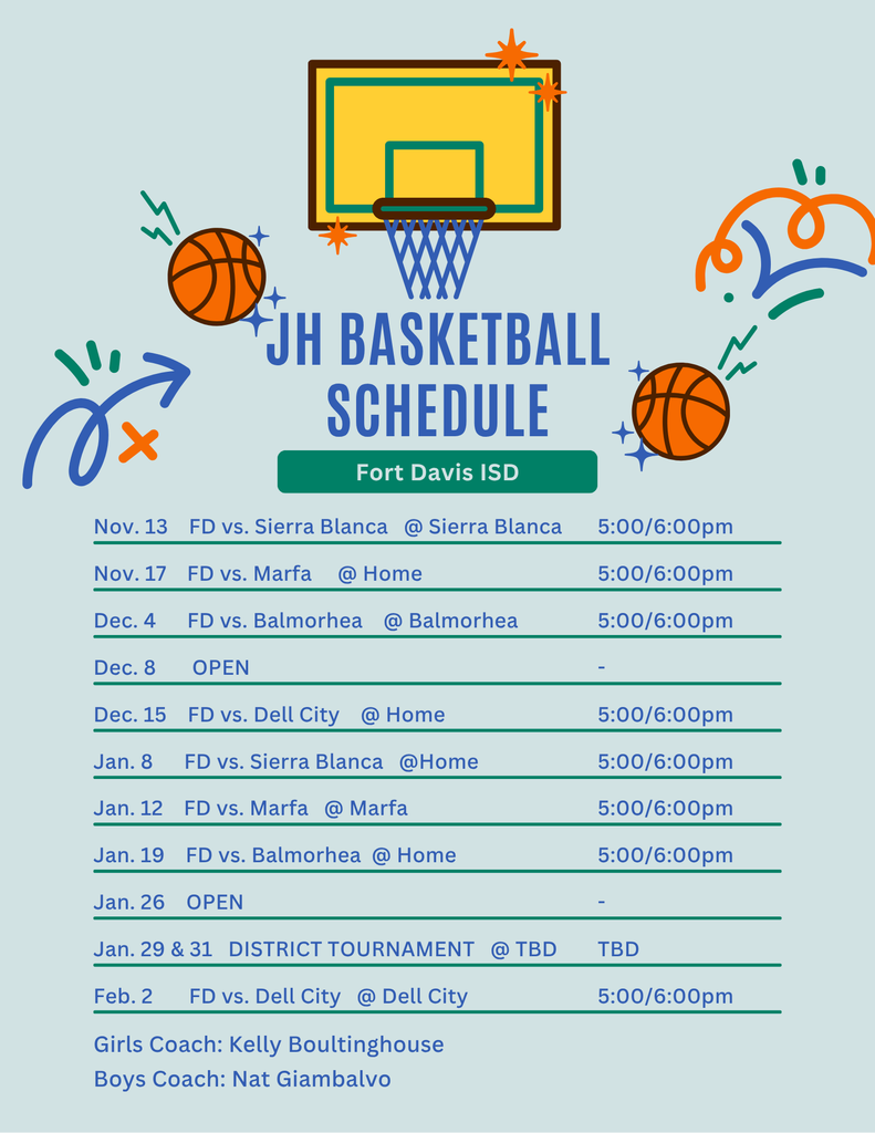 JH basketball schedule