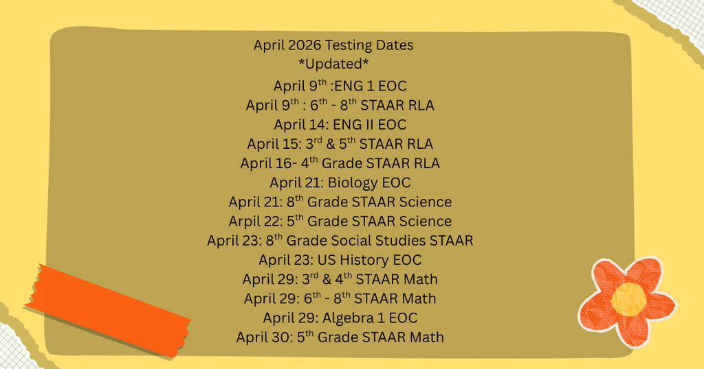 April Testing Dates