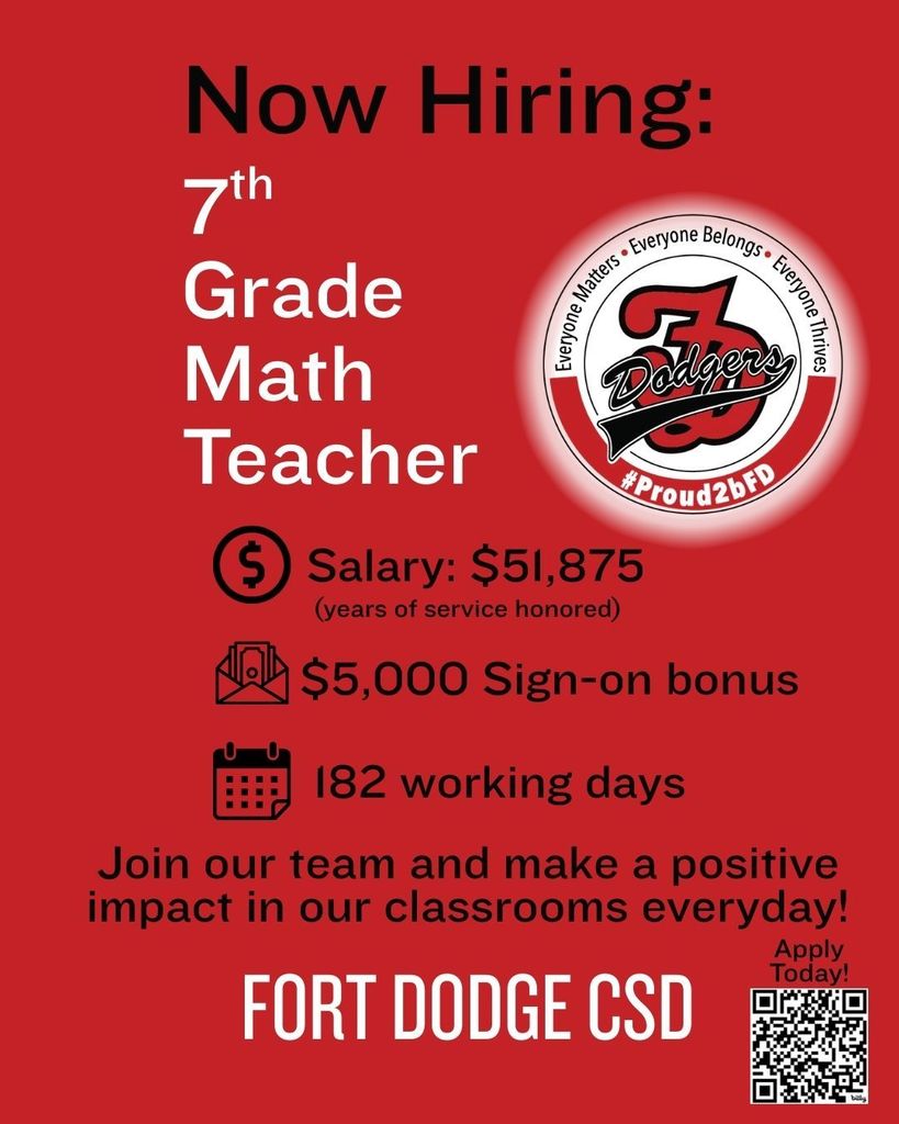 7th grade Math Teacher Job Posting
