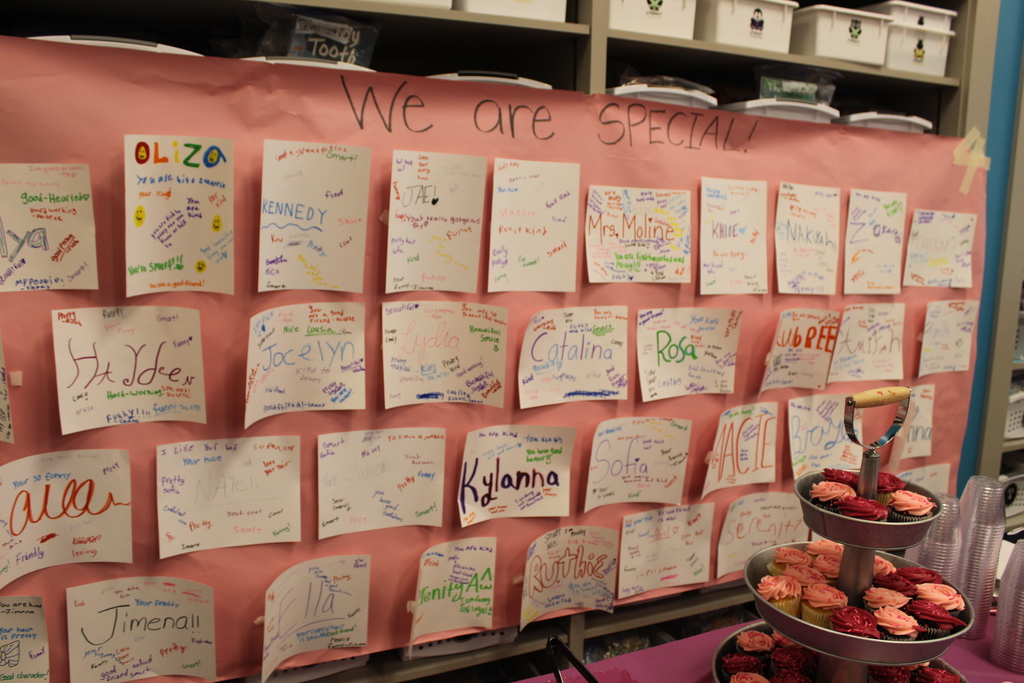 a wall of positive words describing students