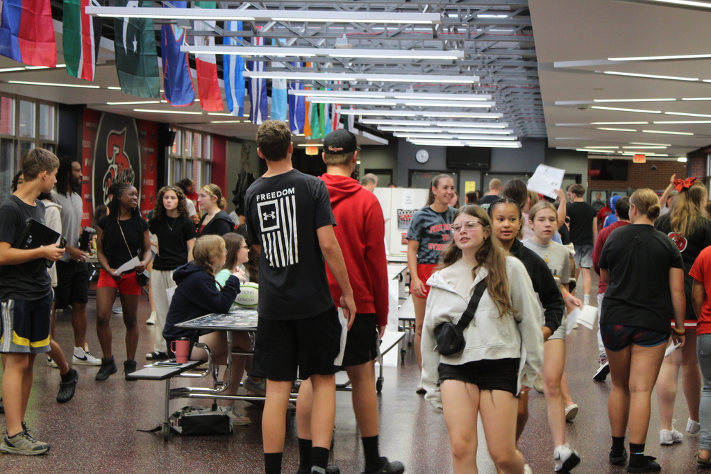 group of students walking
