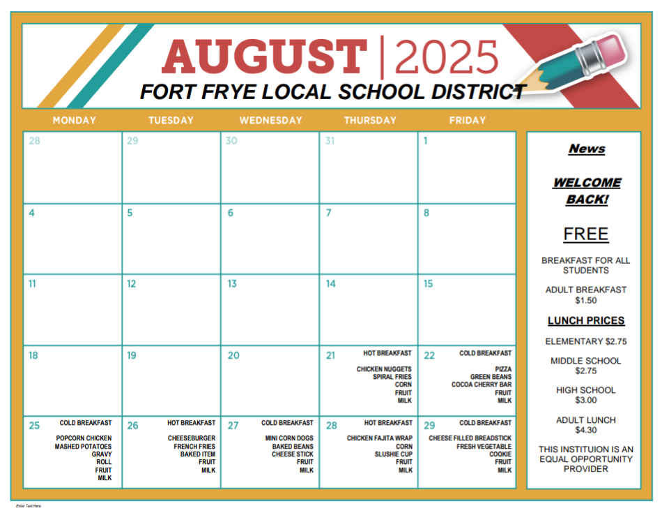 August Menu