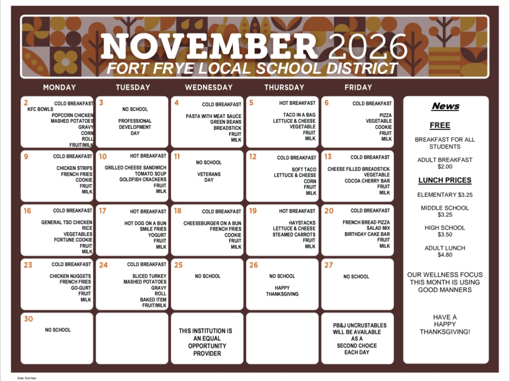 nov menu