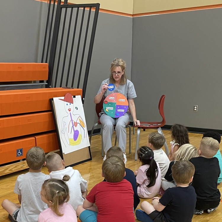 PE + Nutrition = Healthy Fun! Thank you, Nurse Cindi, for helping our kindergarteners learn how to make strong choices!