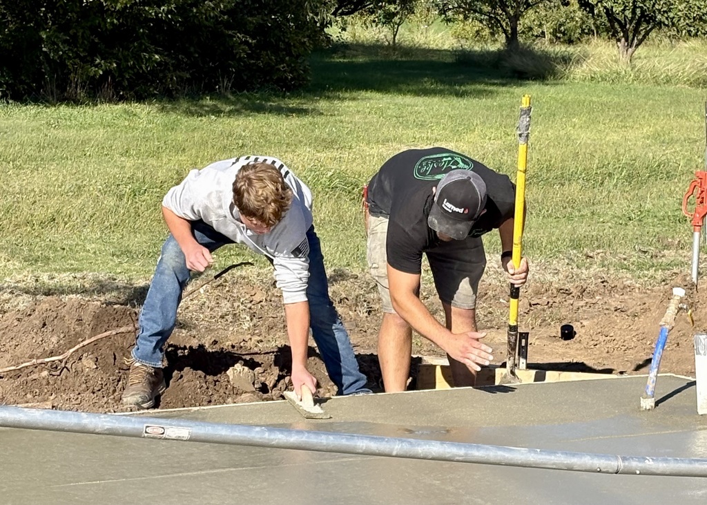 pouring concrete