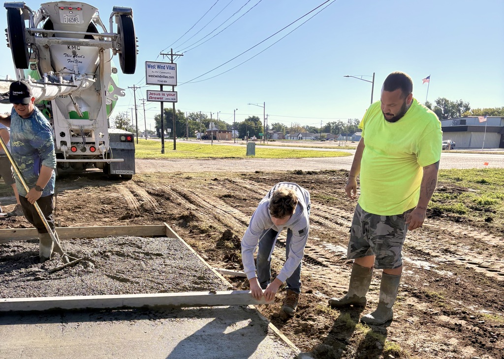 pouring concrete