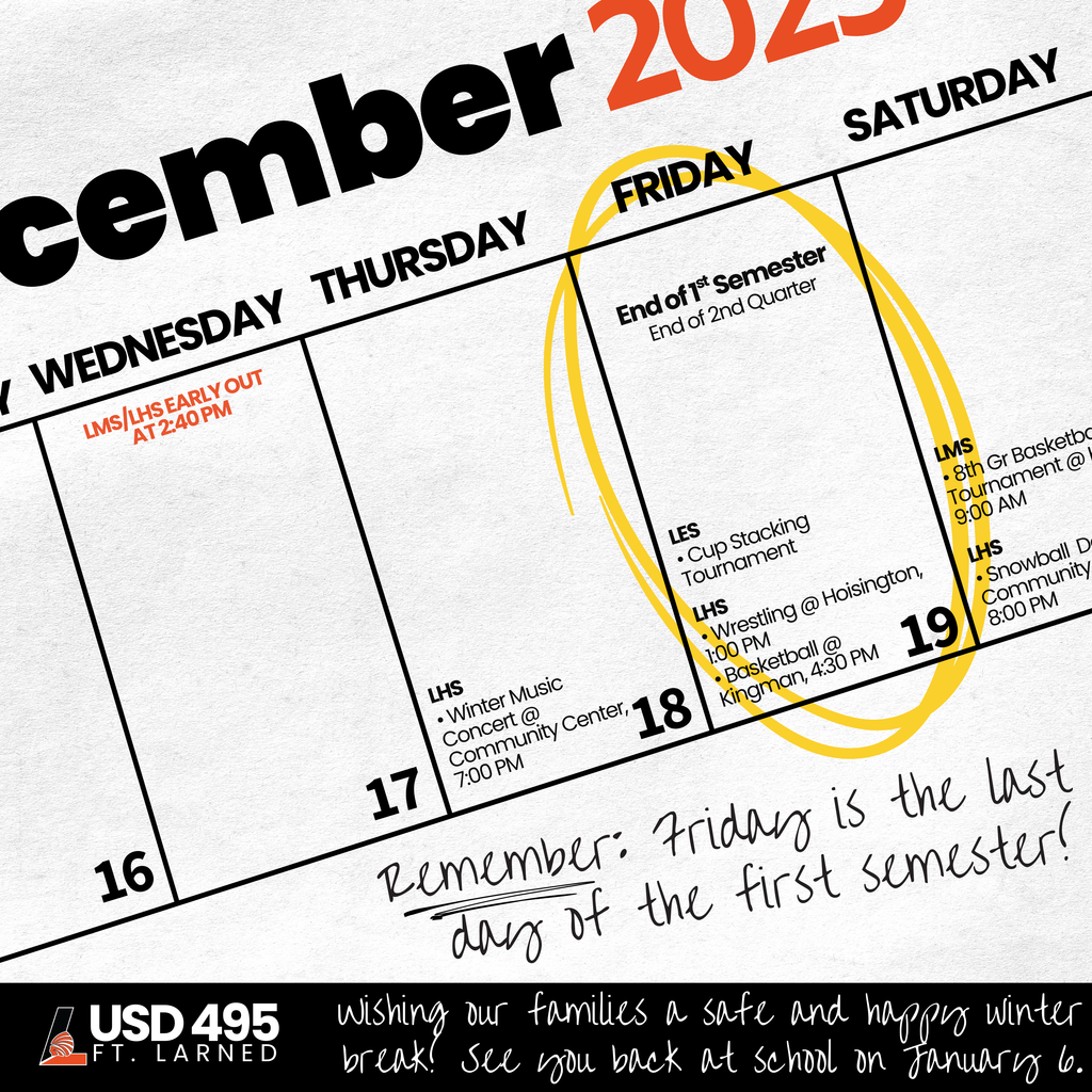 Friday, December 19 is the last day of the 1st semester
