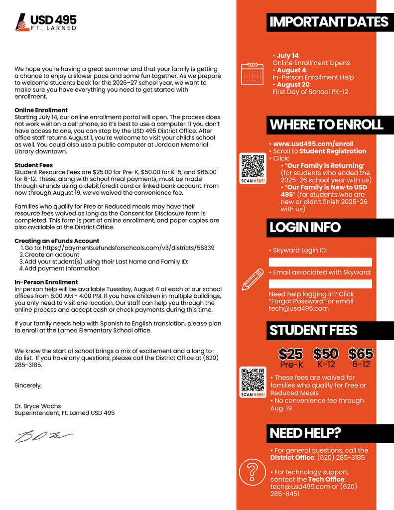 Enrollment Letter