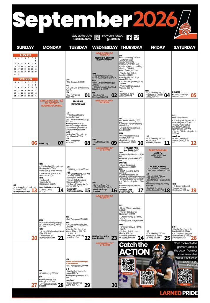 September 2026 calendar for USD 495.