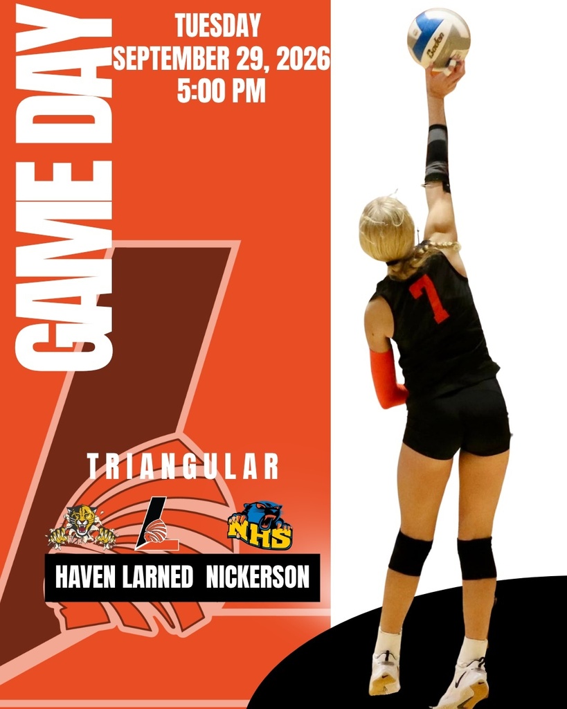 Poster for a volleyball game. It shows a player in action with an orange background and the date and time.