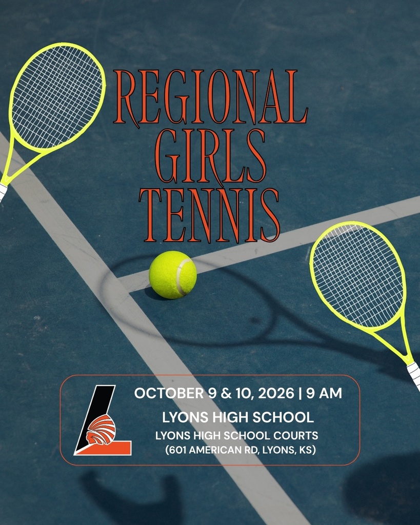 Tennis court with two tennis rackets, a tennis ball, and the text "Regional Girls Tennis" in large letters.