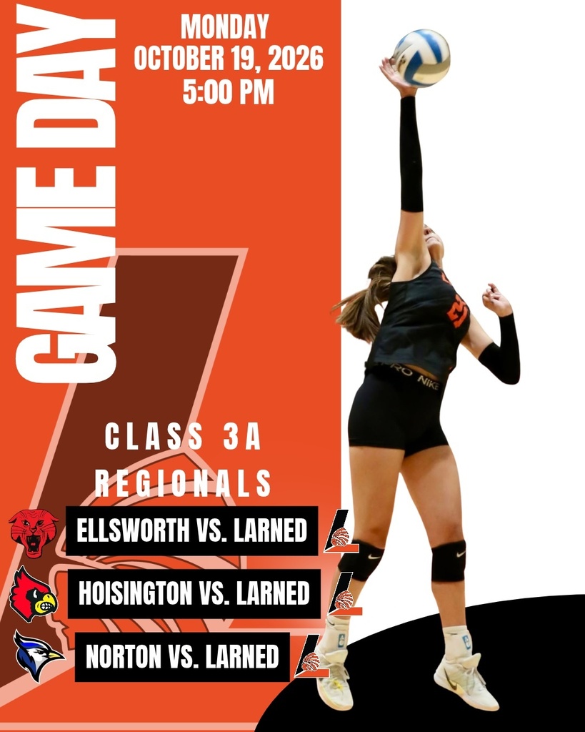 A flyer with black and orange background. It features a volleyball player jumping and reaching up to hit a ball.